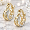 Oro Laminado Small Hoop, Gold Filled Style Twist Design, Polished, Tricolor, 5.145.027.1