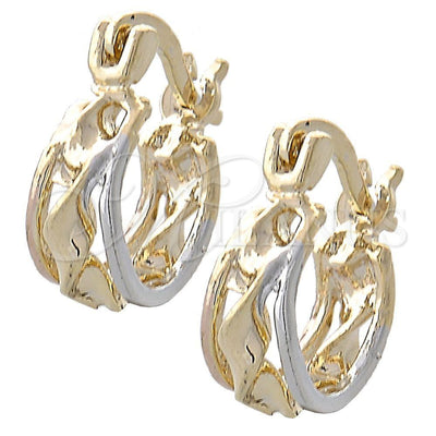 Oro Laminado Small Hoop, Gold Filled Style Twist Design, Polished, Tricolor, 5.145.027.1 for wholesale, main product view