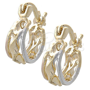 Oro Laminado Small Hoop, Gold Filled Style Twist Design, Polished, Tricolor, 5.145.027.1