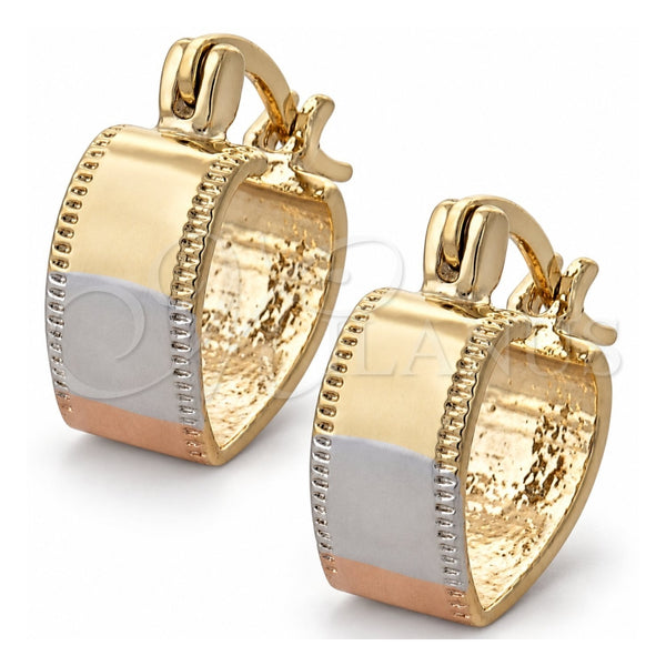 Oro Laminado Children Hoop, Gold Filled Style Diamond Cutting Finish, Tricolor, 5.159.039.1