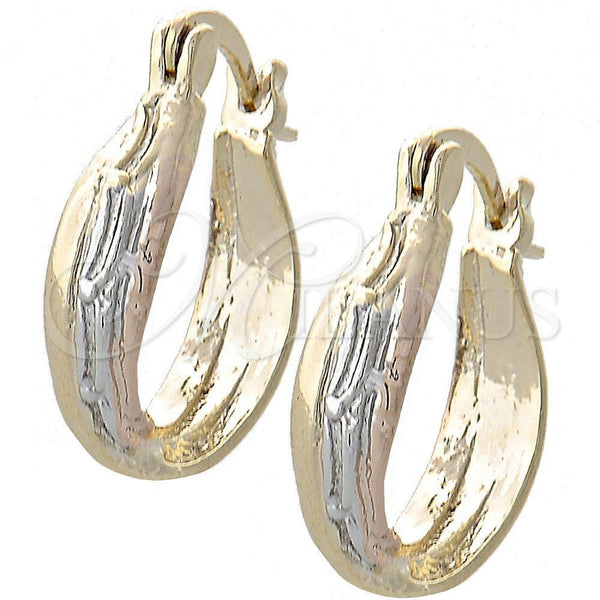 Oro Laminado Small Hoop, Gold Filled Style Brushed Finish, Tricolor, 5.142.025.2