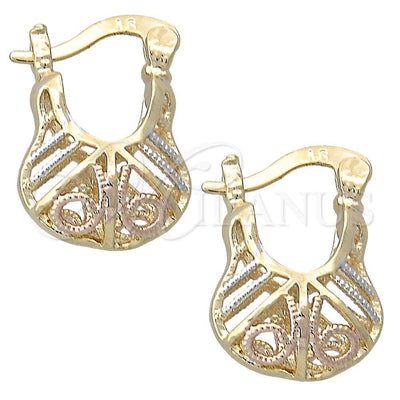 Oro Laminado Small Hoop, Gold Filled Style Diamond Cutting Finish, Tricolor, 5.146.032.1 for wholesale, main product view