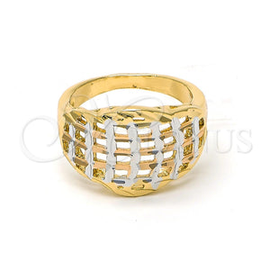 Oro Laminado Elegant Ring, Gold Filled Style Filigree Design, Polished, Tricolor, 5.173.020.08 (Size 8)