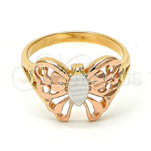 Oro Laminado Elegant Ring, Gold Filled Style Butterfly Design, Polished, Tricolor, 5.174.007.1.08 (Size 8)
