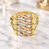Oro Laminado Elegant Ring, Gold Filled Style Diamond Cutting Finish, Tricolor, 5.174.002.2.08 (Size 8)