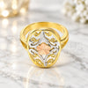 Oro Laminado Elegant Ring, Gold Filled Style Flower and Filigree Design, Diamond Cutting Finish, Tricolor, 5.175.009.08 (Size 8)