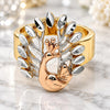 Oro Laminado Elegant Ring, Gold Filled Style Peacock Design, Diamond Cutting Finish, Tricolor, 5.173.017.07 (Size 7)