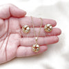 Oro Laminado Earring and Pendant Adult Set, Gold Filled Style Love Knot Design, Polished, Golden Finish, 10.63.0515