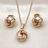 Oro Laminado Earring and Pendant Adult Set, Gold Filled Style Love Knot Design, Polished, Golden Finish, 10.63.0515