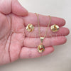 Oro Laminado Earring and Pendant Adult Set, Gold Filled Style Love Knot Design, Polished, Golden Finish, 10.63.0516