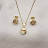 Oro Laminado Earring and Pendant Adult Set, Gold Filled Style Love Knot Design, Polished, Golden Finish, 10.63.0516