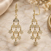 Oro Laminado Chandelier Earring, Gold Filled Style Flower Design, Matte Finish, Golden Finish, 02.63.2209