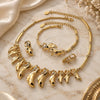 Oro Laminado Necklace, Bracelet, Earring and Ring, Gold Filled Style with White Crystal, Polished, Golden Finish, 06.191.0011
