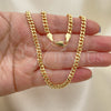 Oro Laminado Basic Necklace, Gold Filled Style Miami Cuban Design, Polished, Golden Finish, 5.223.013.20 (120 Gauge, 04 MM Thickness, 20 Inches Length)