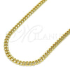 Oro Laminado Basic Necklace, Gold Filled Style Miami Cuban Design, Polished, Golden Finish, 5.223.013.20 (120 Gauge, 04 MM Thickness, 20 Inches Length)