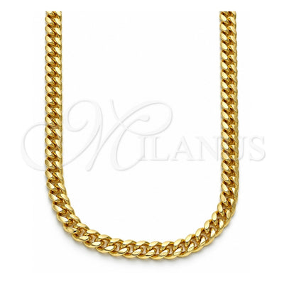 Oro Laminado Basic Necklace, Gold Filled Style Miami Cuban Design, Polished, Golden Finish, 5.223.013.20 (120 Gauge, 04 MM Thickness, 20 Inches Length)