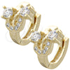 Oro Laminado Huggie Hoop, Gold Filled Style with White Cubic Zirconia, Polished, Golden Finish, 02.155.0032