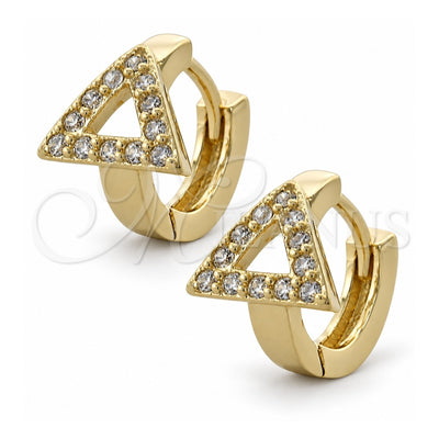 Oro Laminado Huggie Hoop, Gold Filled Style with White Cubic Zirconia, Polished, Golden Finish, 02.155.0047