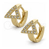 Oro Laminado Huggie Hoop, Gold Filled Style with White Cubic Zirconia, Polished, Golden Finish, 02.155.0047