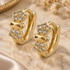 Oro Laminado Huggie Hoop, Gold Filled Style with White Cubic Zirconia, Polished, Golden Finish, 02.155.0027