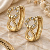 Oro Laminado Huggie Hoop, Gold Filled Style with White Micro Pave, Polished, Golden Finish, 02.155.0025
