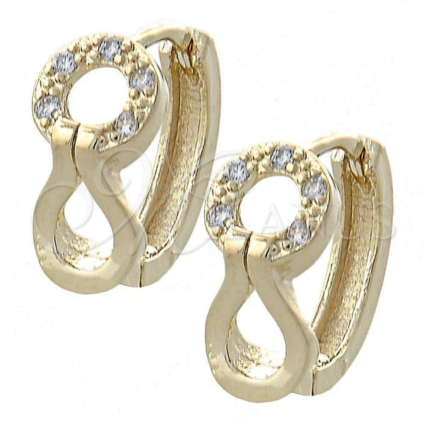 Oro Laminado Huggie Hoop, Gold Filled Style with White Micro Pave, Polished, Golden Finish, 02.155.0025 for wholesale, main product view