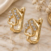 Oro Laminado Huggie Hoop, Gold Filled Style Heart Design, with White Cubic Zirconia, Polished, Golden Finish, 02.155.0056