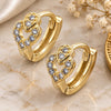 Oro Laminado Huggie Hoop, Gold Filled Style Heart Design, with White Cubic Zirconia, Polished, Golden Finish, 02.155.0044