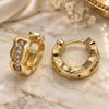 Oro Laminado Huggie Hoop, Gold Filled Style with White Cubic Zirconia, Polished, Golden Finish, 02.155.0033