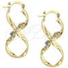 Oro Laminado Medium Hoop, Gold Filled Style with Multicolor Cubic Zirconia, Diamond Cutting Finish, Golden Finish, 5.141.016.1