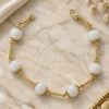 Oro Laminado Fancy Bracelet, Gold Filled Style Ball Design, with White Opal, Polished, Golden Finish, 03.63.1158.07 (8 Inches Length)