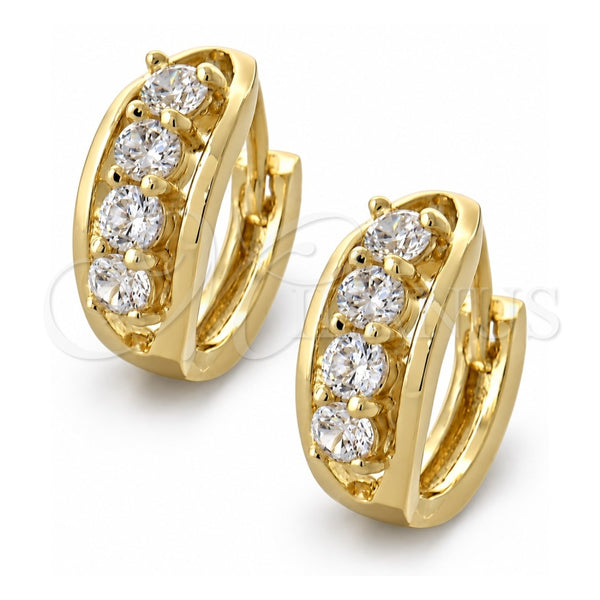 Oro Laminado Huggie Hoop, Gold Filled Style with White Cubic Zirconia, Polished, Golden Finish, 5.130.006.2
