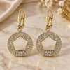 Oro Laminado Dangle Earring, Gold Filled Style with White Crystal, Polished, Golden Finish, 02.59.0021