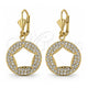 Arete Colgante 02.59.0021 Oro Laminado, con Cristal Blanca, Pulido, Tono Dorado