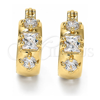 Oro Laminado Small Hoop, Gold Filled Style with White Cubic Zirconia, Polished, Golden Finish, 02.97.0101.15