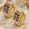 Oro Laminado Huggie Hoop, Gold Filled Style Heart Design, with Multicolor Cubic Zirconia, Polished, Golden Finish, 02.97.0105.1