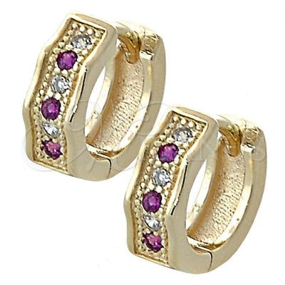 Oro Laminado Huggie Hoop, Gold Filled Style with Multicolor Cubic Zirconia, Polished, Golden Finish for wholesale, main product view
