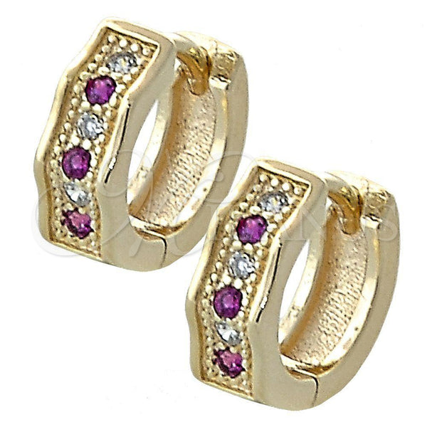 Oro Laminado Huggie Hoop, Gold Filled Style with Multicolor Cubic Zirconia, Polished, Golden Finish for wholesale, main product view
