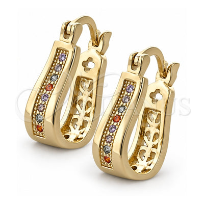 Oro Laminado Small Hoop, Gold Filled Style with Multicolor Micro Pave, Polished, Golden Finish, 02.97.0089.1