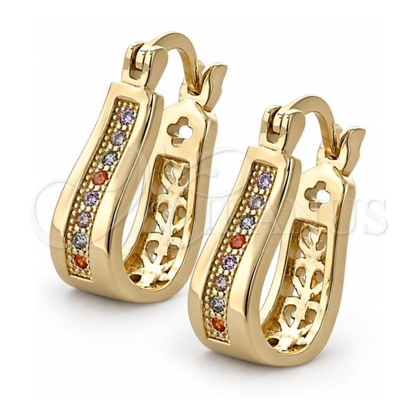Oro Laminado Small Hoop, Gold Filled Style with Multicolor Micro Pave, Polished, Golden Finish, 02.97.0089.1