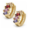 Oro Laminado Huggie Hoop, Gold Filled Style Baguette Design, with Multicolor Cubic Zirconia, Polished, Golden Finish, 02.97.0103.1