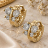 Oro Laminado Huggie Hoop, Gold Filled Style Butterfly Design, with White Cubic Zirconia, Polished, Golden Finish, 02.97.0098