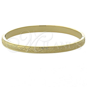 Oro Laminado Individual Bangle, Gold Filled Style Leaf Design, Diamond Cutting Finish, Golden Finish, 07.156.0038 (03 MM Thickness, Size 5 (2.50 Diameter))