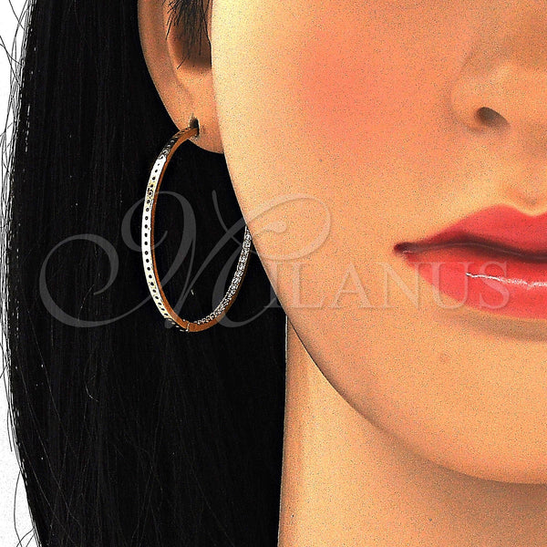 Oro Laminado Medium Hoop, Gold Filled Style with White Cubic Zirconia, Polished, Golden Finish, 02.156.0152.40