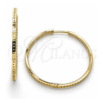 Oro Laminado Medium Hoop, Gold Filled Style with White Cubic Zirconia, Polished, Golden Finish, 02.156.0152.40
