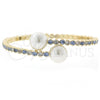 Oro Laminado Individual Bangle, Gold Filled Style Ball Design, with Multicolor Crystal and White Pearl, Polished, Golden Finish, 07.63.0144 (03 MM Thickness, One size fits all)