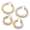 Oro Laminado Medium Hoop, Gold Filled Style Twist and Hollow Design, Diamond Cutting Finish, Golden Finish, 02.170.0021.40