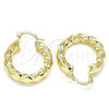 Oro Laminado Small Hoop, Gold Filled Style Twist Design, Polished, Golden Finish, 02.170.0030.25