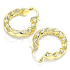 Oro Laminado Small Hoop, Gold Filled Style Twist Design, Polished, Golden Finish, 02.170.0030.25