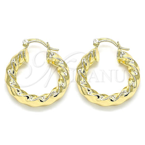 Oro Laminado Small Hoop, Gold Filled Style Twist Design, Polished, Golden Finish, 02.170.0030.25